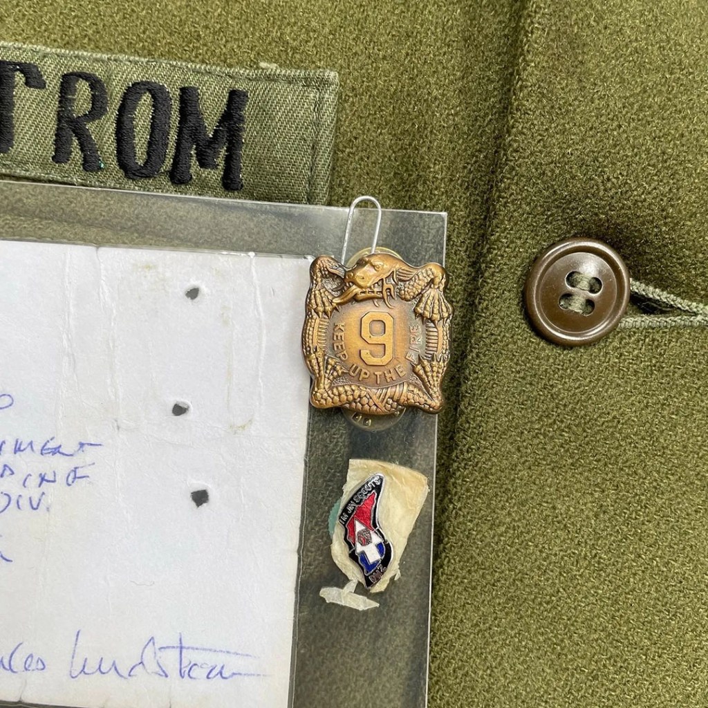 Wool shirt attributed to Charles Lindstrom, 9th infantry regiment as part of the 2nd infantry division "indianhead", Korea. Based on the 68 era subdued twill ranks would put this shirt in use late 60s timeframe during the DMZ conflict.
