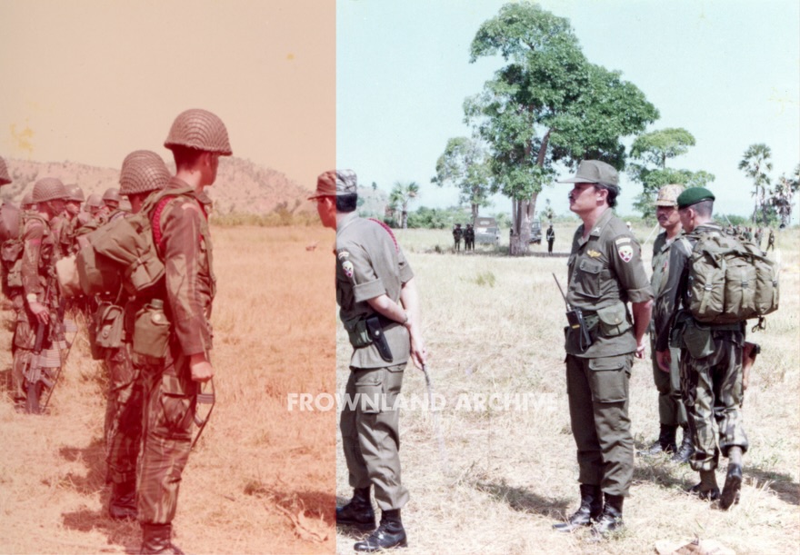 caption: DAN KOLAKOPS TIMOR TIMUR PADA SAAT PEMERIKSAAN PASUKAN MEWANCARAI SEJUMLAH PERWIRA DAN STAF YONIF 521 PADA TANGGAL 1 APRIL 1984 DI LAPANGAN COMORO DILI.

>> foto album dari Peltu (Purn) Budi Kasiono dari Yonif 521/DY bertugas ke timtim tahun 1984-1985. terlihat banyak IFGABA