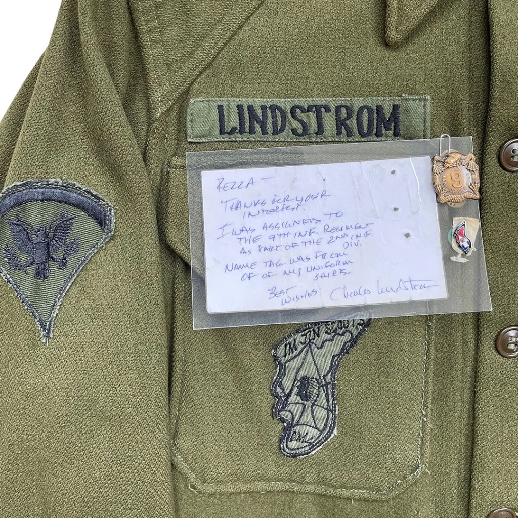 Wool shirt attributed to Charles Lindstrom, 9th infantry regiment as part of the 2nd infantry division "indianhead", Korea. Based on the 68 era subdued twill ranks would put this shirt in use late 60s timeframe during the DMZ conflict.