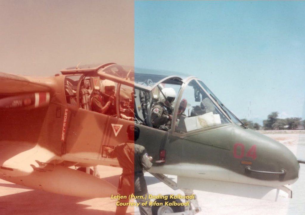 foto dari arsip Letjen (Purn.) Dading Kalbuadi, courtesy of Rifan Kalbuadi. beliau duduk di kursi belakang, pesawat OV-10 Bronco