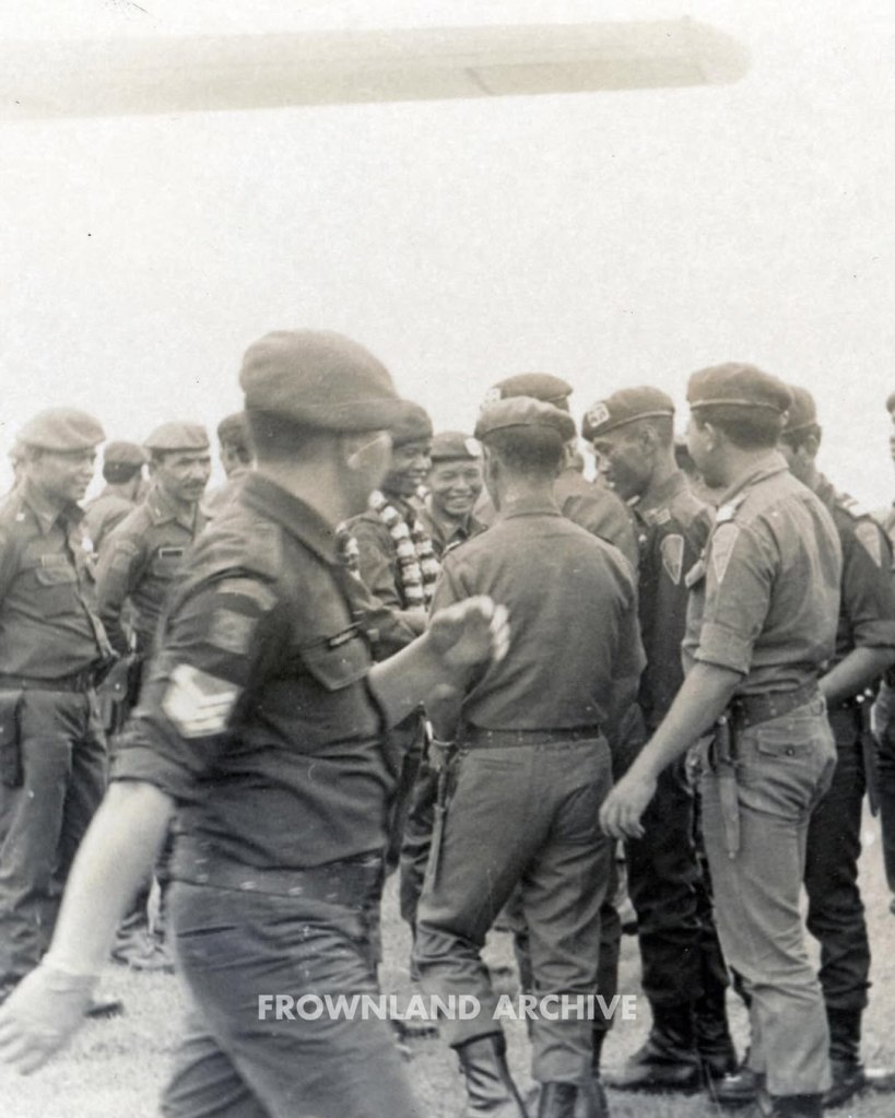PDL Hijau, Kopassandha (Now Kopassus) Grup 2 PDL ini diproduksi oleh CV. Pulung Manunggal pada tahun anggaran 1981/1982. Seluruh atribut masih menggunakan sablon, sebelum bordiran menjadi standar. Beberapa patch yang hilang hilang yaitu pangkat, name tag, scroll Komando dan patch kopassus “Para-Komando” di lengan kiri. Yang tersisa hanya yang patch Grup 2, kualifikasi Komando dan wing terjun satu bintang di dada kiri, menandakan bahwa pemiliknya pernah melakukan terjun tempur. Wing yang sangat langka.