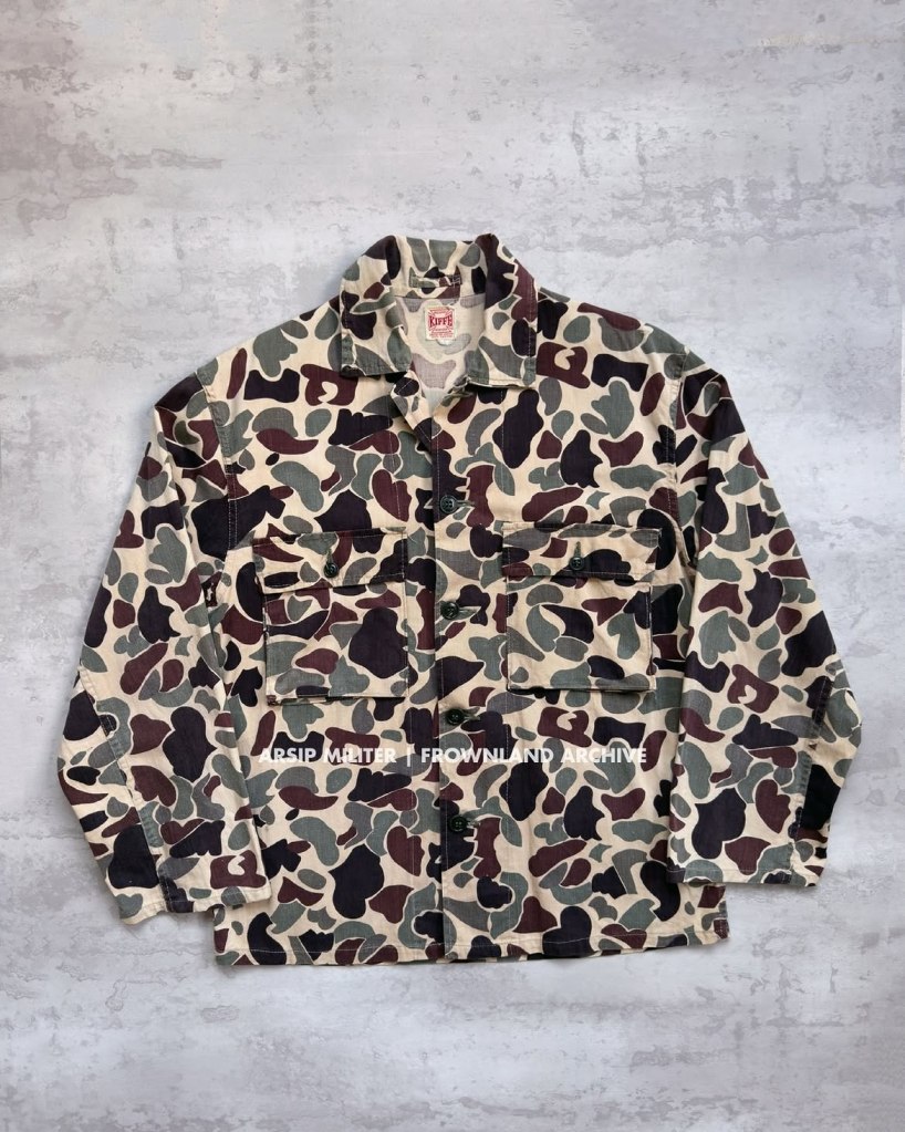 “BEO-GAM” Duck Hunter camouflage by KIFFE, a New York-based brand, made in Japan during the 1960s. Interestingly, this fabric was also used by the Counterinsurgency Support Office (CISO) for early patrol caps. Based in Okinawa, CISO played a key role in supplying specialized clothing and field equipment to Special Forces personnel operating in Vietnam during the Vietnam War. The second pic shows Captain Gerald Austin Brown from MACV Advisory Team 33.