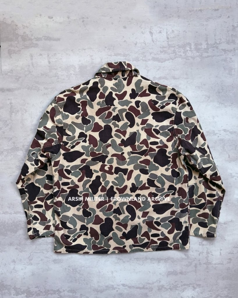 “BEO-GAM” Duck Hunter camouflage by KIFFE, a New York-based brand, made in Japan during the 1960s. Interestingly, this fabric was also used by the Counterinsurgency Support Office (CISO) for early patrol caps. Based in Okinawa, CISO played a key role in supplying specialized clothing and field equipment to Special Forces personnel operating in Vietnam during the Vietnam War. The second pic shows Captain Gerald Austin Brown from MACV Advisory Team 33.