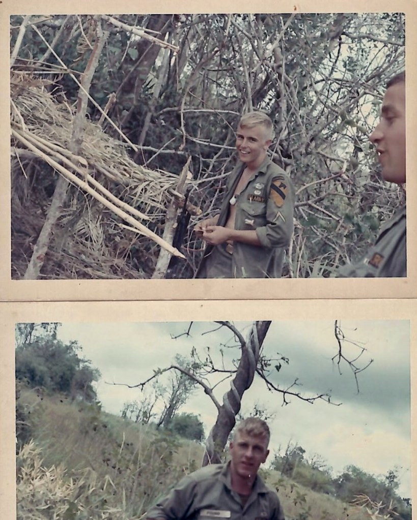 Jungle jacket belonged to Howard of the 1st Brigade, 1st Cav. Div. (Airmobile). The 1st Brigade consisted of three battalions: 1/8 Cavalry, 2/8 Cavalry, and 1/12 Cavalry. Although these units eventually lost their airborne status, some personnel continued to wear AIRBORNE tabs and jump wings, reflecting the brigade’s airborne heritage. Also included are two period photographs showing the personnel still wearing the AIRBORNE tab. DSA 100-67-C-3153