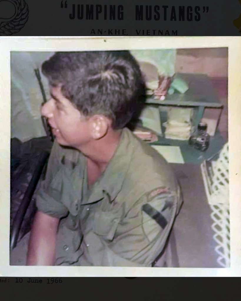 Jungle jacket belonged to Howard of the 1st Brigade, 1st Cav. Div. (Airmobile). The 1st Brigade consisted of three battalions: 1/8 Cavalry, 2/8 Cavalry, and 1/12 Cavalry. Although these units eventually lost their airborne status, some personnel continued to wear AIRBORNE tabs and jump wings, reflecting the brigade’s airborne heritage. Also included are two period photographs showing the personnel still wearing the AIRBORNE tab. DSA 100-67-C-3153