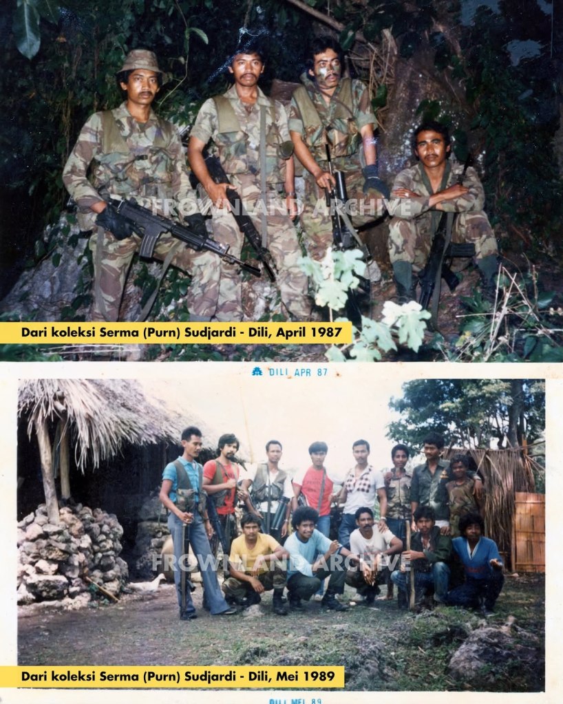 Foto periode personel Kopassus menggunakan CQC DPM Assault Vest di Dili, Timor Timur, pada akhir 1980-an SUDJARDI