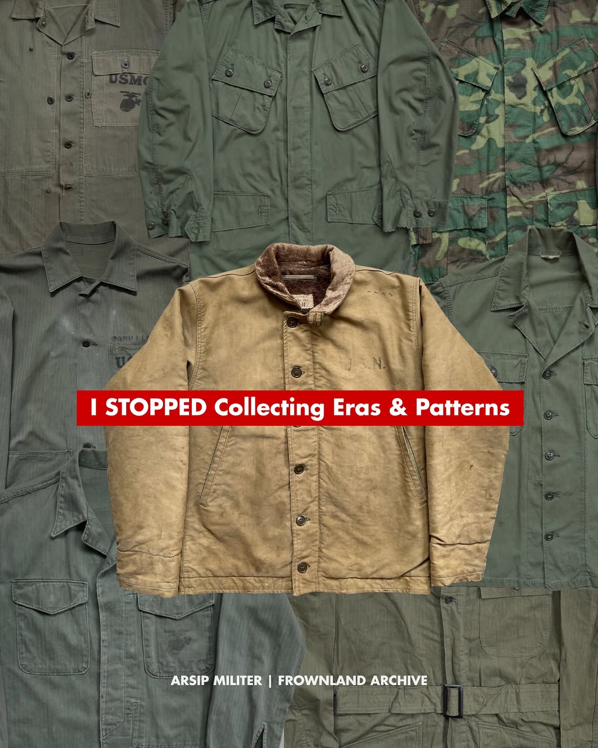 i stopped colleting eras and pattern for militaria Saya pribadi menghindari menempelkan ulang patch, mengganti insignia, atau mencoba membentuk kembali sebuah seragam menjadi konfigurasi yang dianggap lebih menarik (baca: Faking Uniform or Put Together Uniform )
Maka dari itu saya memilih untuk mengubah cara saya mencari dan memahami arti kata "relic".